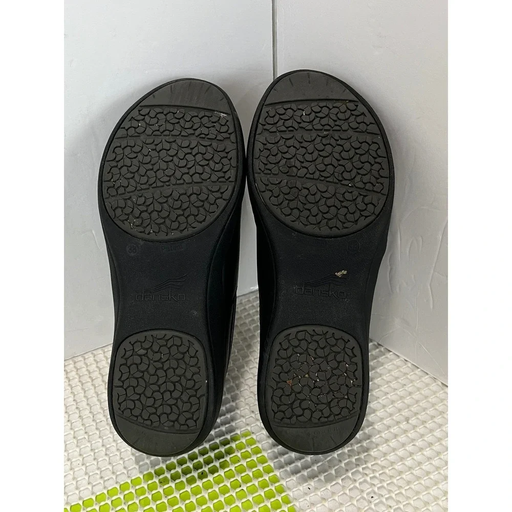 Dansko‎ Slip On Loafers Nurse Wedge Shoes Women's Size 38 7.5-8 Black Leather